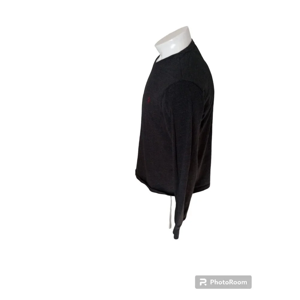 Polo Ralph‎ Lauren T Shirt Mens M Gray Heather Red V Neck Long Sleeve